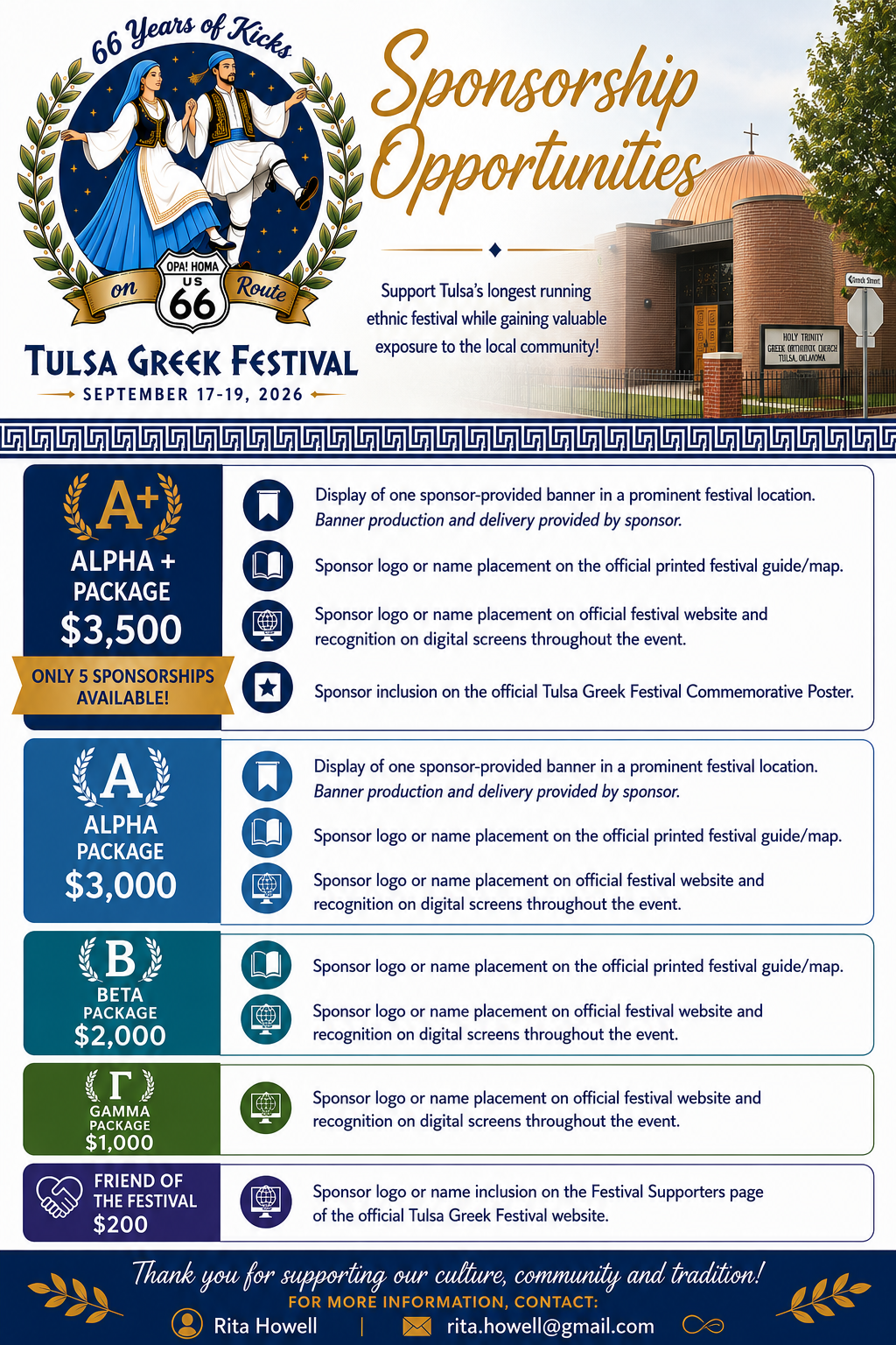 Tulsa Greek Festival sponsorship opportunities flyer